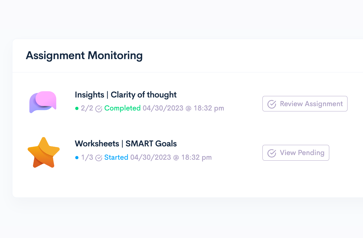 easily track therapy assignment progress