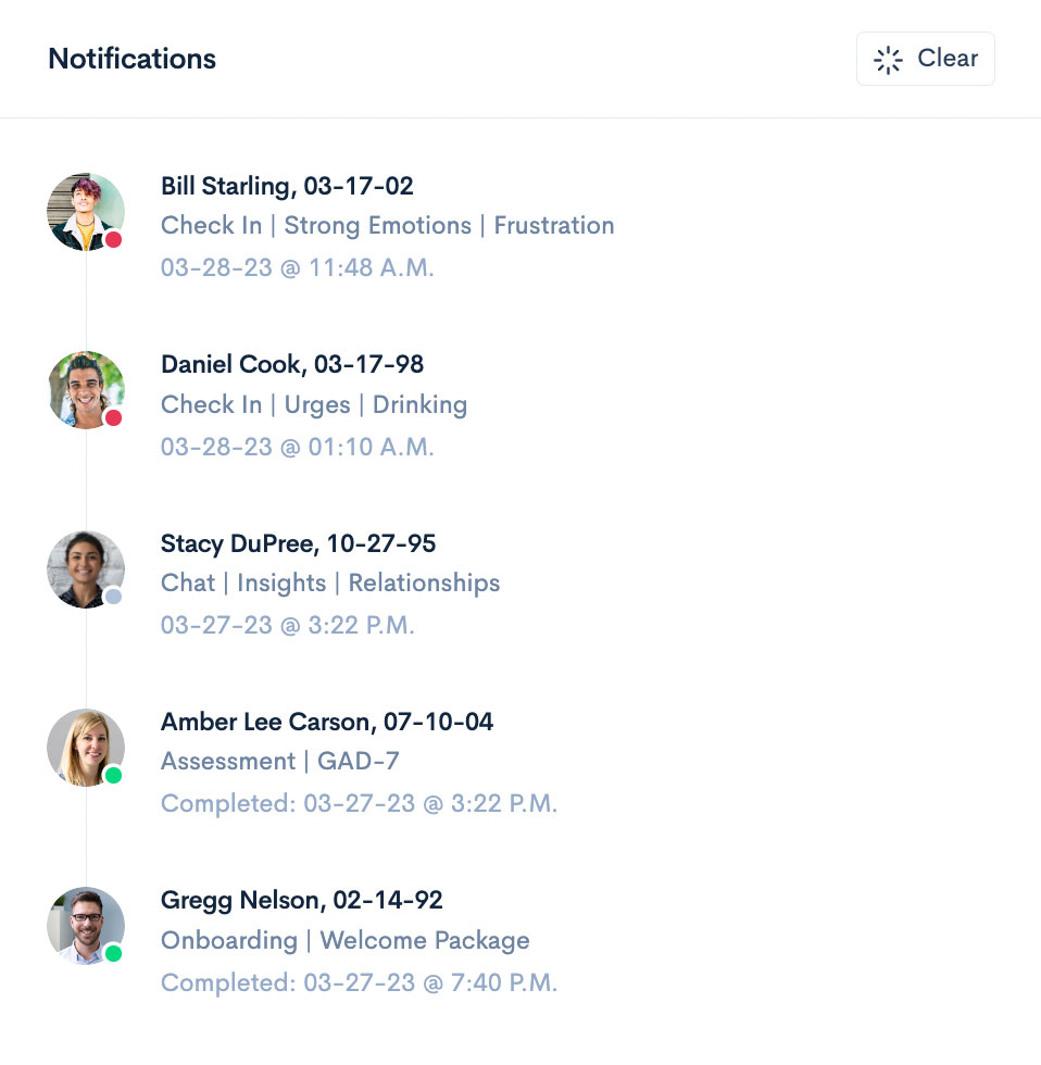 recieve notifications when clients complete assignments